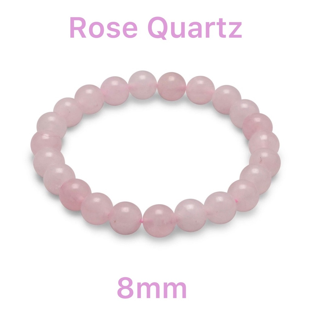 Pink Rose Quartz Bracelet, Natural Stone Rose Quartz Stretchable Bracelet